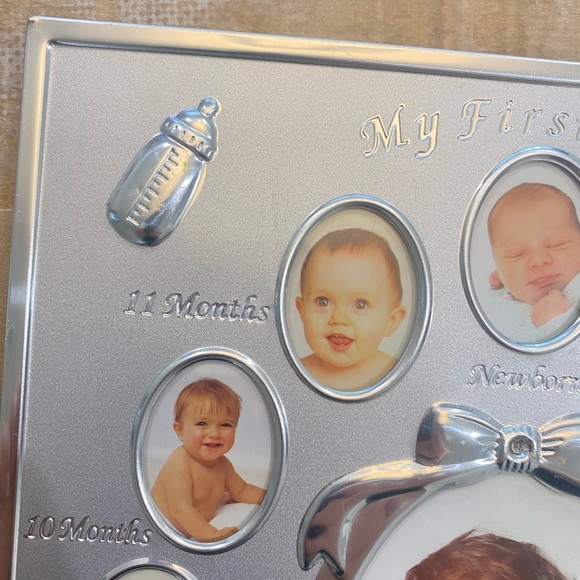 Babys photo album monthly mark My First Year silver frame - Picture 7 of 12